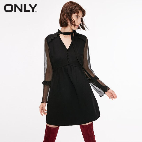 ONLY Summer Ruffled Long-sleeved Chiffon Dress