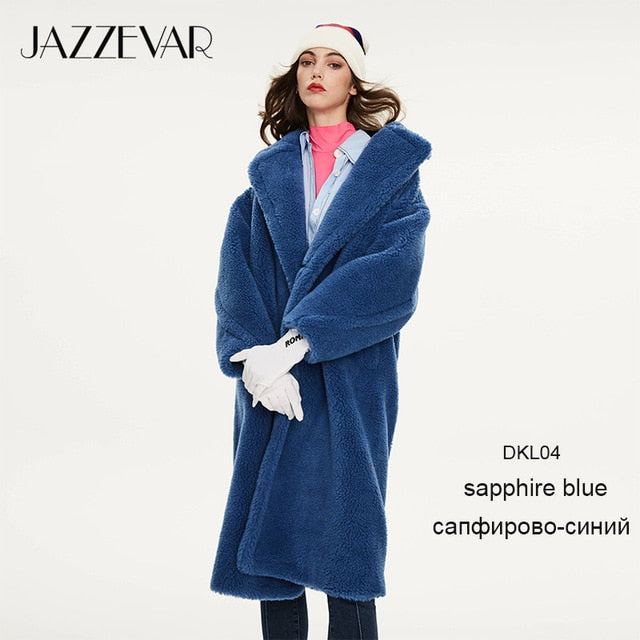 JAZZEVAR 2019 Winter New High Fashion Womens Teddy Bear Icon Parka X-Long Oversized Coat Thick Warm Outerwear Loose Clothing