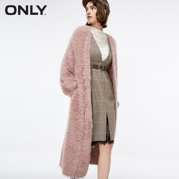 ONLY autumn new long velvet loose solid color knitted cardigan