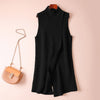 Women's Angora Cashmere High O-neck Thick Cape Long Vest Poncho Front Deep Slit Female Sleeveless Wrap Sweater Dress Winter