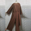 Three-piece Abaya Turkish Kimono Tops Pants Muslim Dress Abayas Hijab Robe Dubai Caftan Kaftan Islam Clothing For Women Djellaba