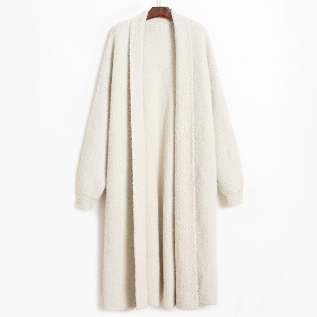 [EAM]2019 New Atumn V-collar Long Sleeve Black Loose Big Size Long Knitting Thickening Sweater Women Fashion Tide JH2480