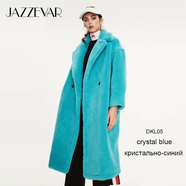 JAZZEVAR 2019 Winter New High Fashion Womens Teddy Bear Icon Parka  X-Long Oversized Coat Thick Warm Outerwear Loose Clothing