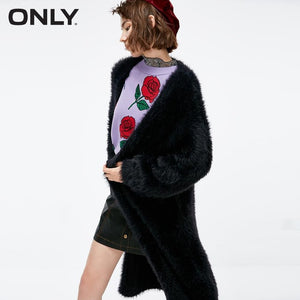 ONLY autumn new long velvet loose solid color knitted cardigan