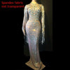Black Mesh See Through Sparkly Crystals Long Dress Evening Party Rhinestones Dresses Birthday Tassel Stage Costume Fringes Dress