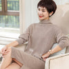 Sexy Knee-length Dress for Women 100% Pashmina Knitting Jumpers Turtleneck With Split Pure Cashmere Dresses Ladies Clothes