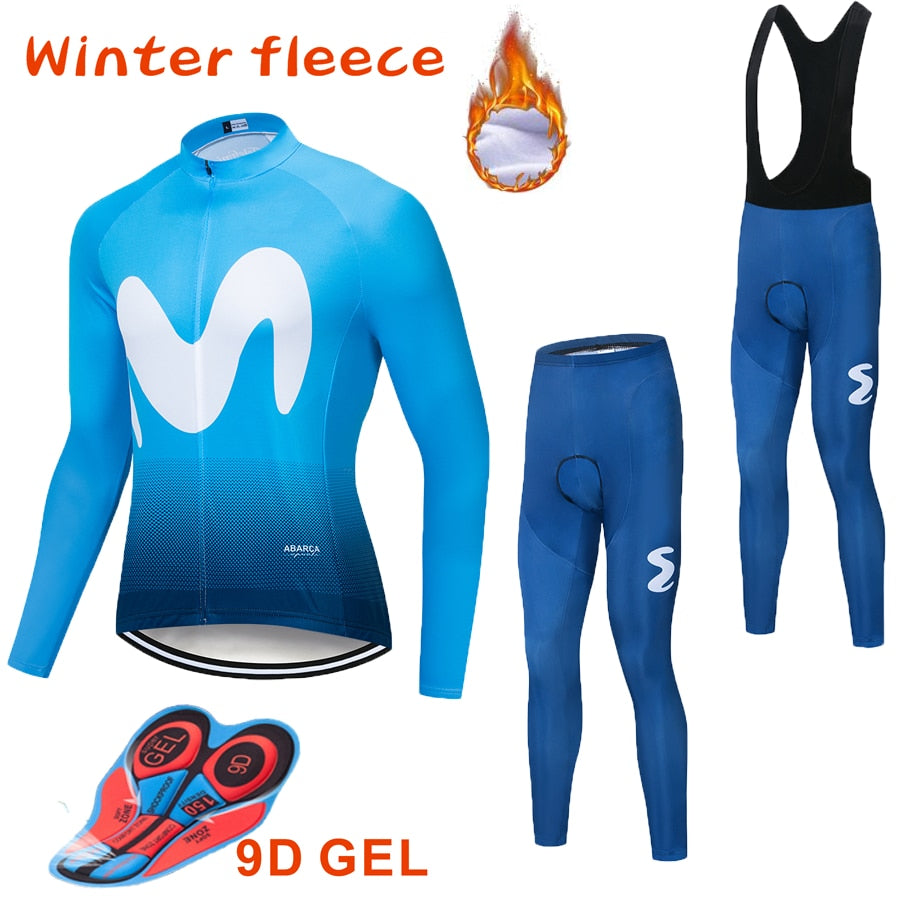 2019The New M Hot Winter Polar Thermal Cycling Jersey Long Sleeve Pullovers Cycling Bib Pants Set Bicycle Cycling Clothing