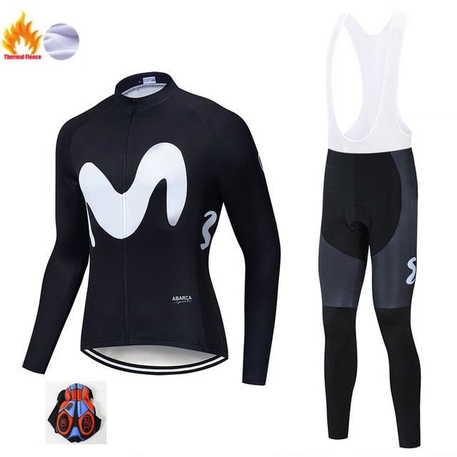 2019The New M Hot Winter Polar Thermal Cycling Jersey Long Sleeve Pullovers Cycling Bib Pants Set Bicycle Cycling Clothing