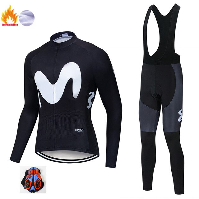 2019The New M Hot Winter Polar Thermal Cycling Jersey Long Sleeve Pullovers Cycling Bib Pants Set Bicycle Cycling Clothing