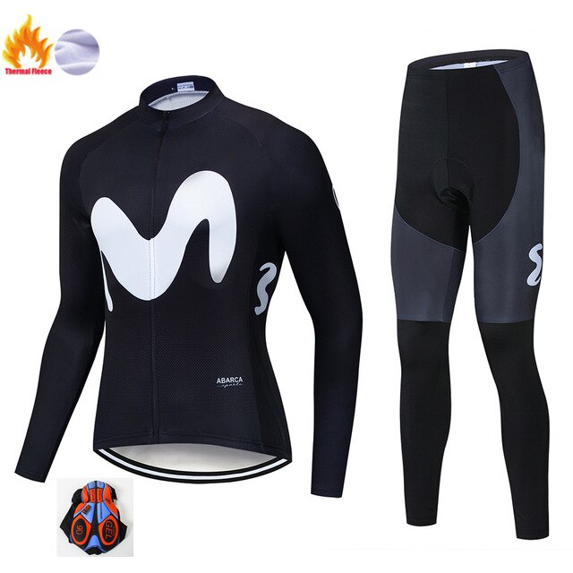 2019The New M Hot Winter Polar Thermal Cycling Jersey Long Sleeve Pullovers Cycling Bib Pants Set Bicycle Cycling Clothing
