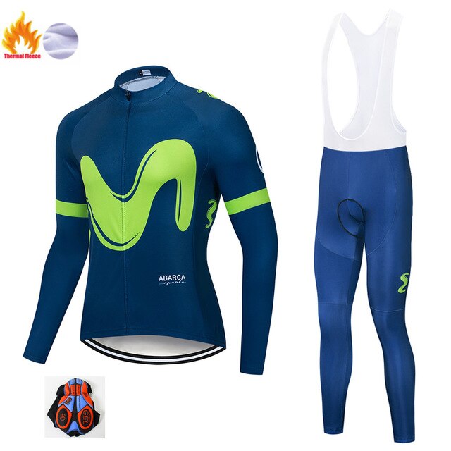 2019The New M Hot Winter Polar Thermal Cycling Jersey Long Sleeve Pullovers Cycling Bib Pants Set Bicycle Cycling Clothing