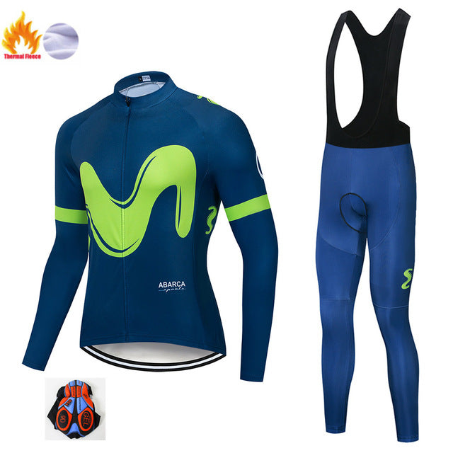 2019The New M Hot Winter Polar Thermal Cycling Jersey Long Sleeve Pullovers Cycling Bib Pants Set Bicycle Cycling Clothing