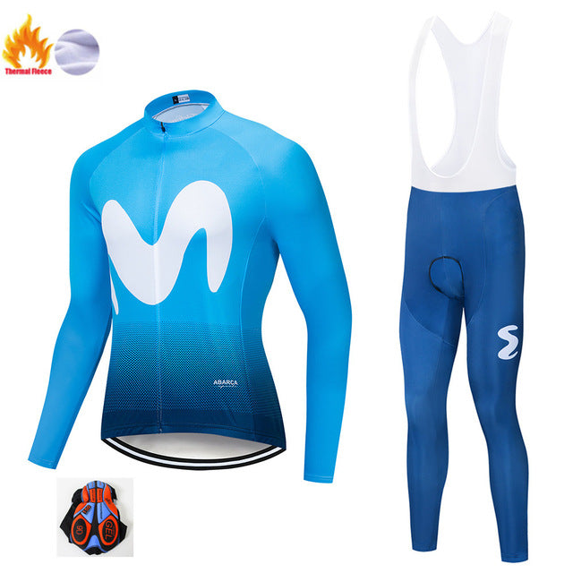2019The New M Hot Winter Polar Thermal Cycling Jersey Long Sleeve Pullovers Cycling Bib Pants Set Bicycle Cycling Clothing