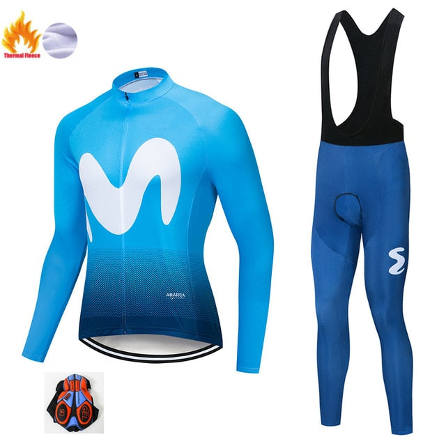 2019The New M Hot Winter Polar Thermal Cycling Jersey Long Sleeve Pullovers Cycling Bib Pants Set Bicycle Cycling Clothing