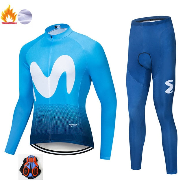 2019The New M Hot Winter Polar Thermal Cycling Jersey Long Sleeve Pullovers Cycling Bib Pants Set Bicycle Cycling Clothing