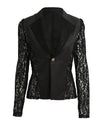 2019 Elegant Plus Size Women Blazer Black White Long Sleeve Hollow Out All Match Female Jacket Lace Patchwork Office Lady Suits