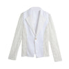 2019 Elegant Plus Size Women Blazer Black White Long Sleeve Hollow Out All Match Female Jacket Lace Patchwork Office Lady Suits